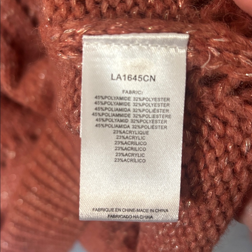 Molly Bracken OPENWORK POINTELLE KNIT AND LUREX SWEATER  XL Terracotta - Picture 9 of 12
